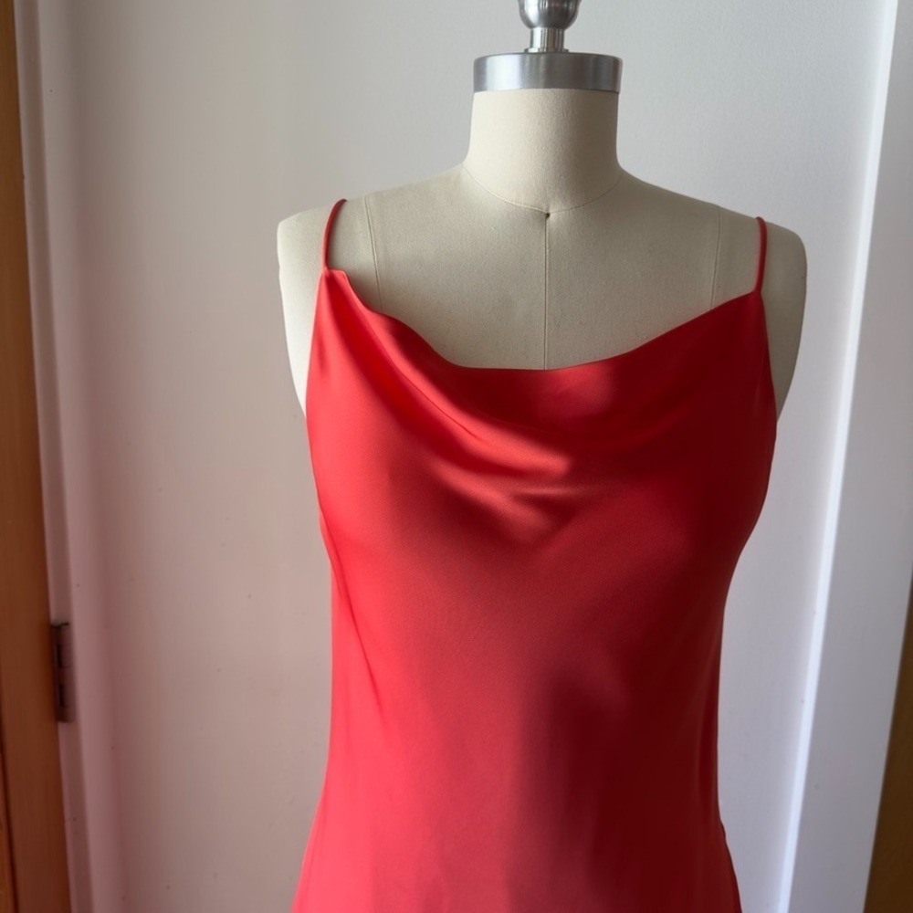 Aritzia Babaton Fonda Satin Midi Dress-Cowl Neck Sexy Slip Dress-Poppy Red-Sz Sm - Picture 3 of 15